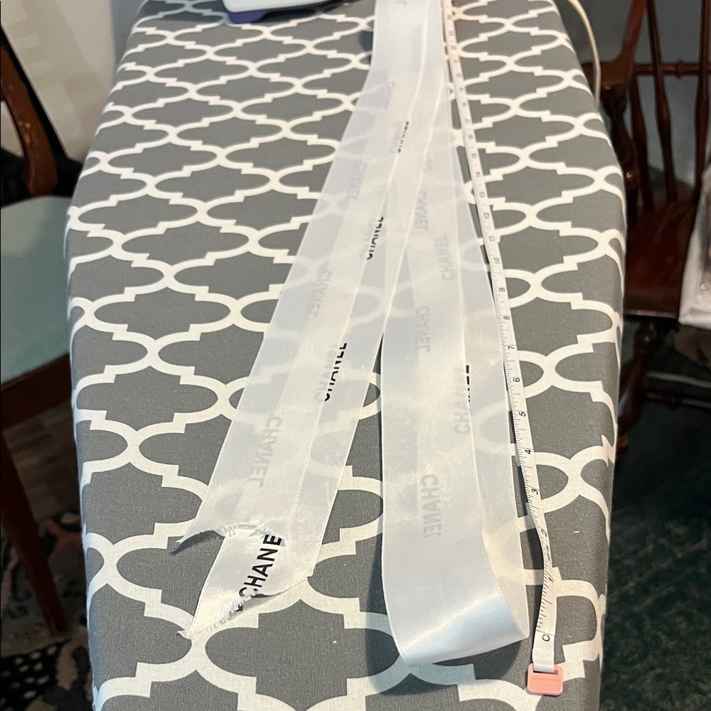 8 Feet CHANEL Ivory Ribbon with Black Text & 5 Feet of Gucci Ribbon